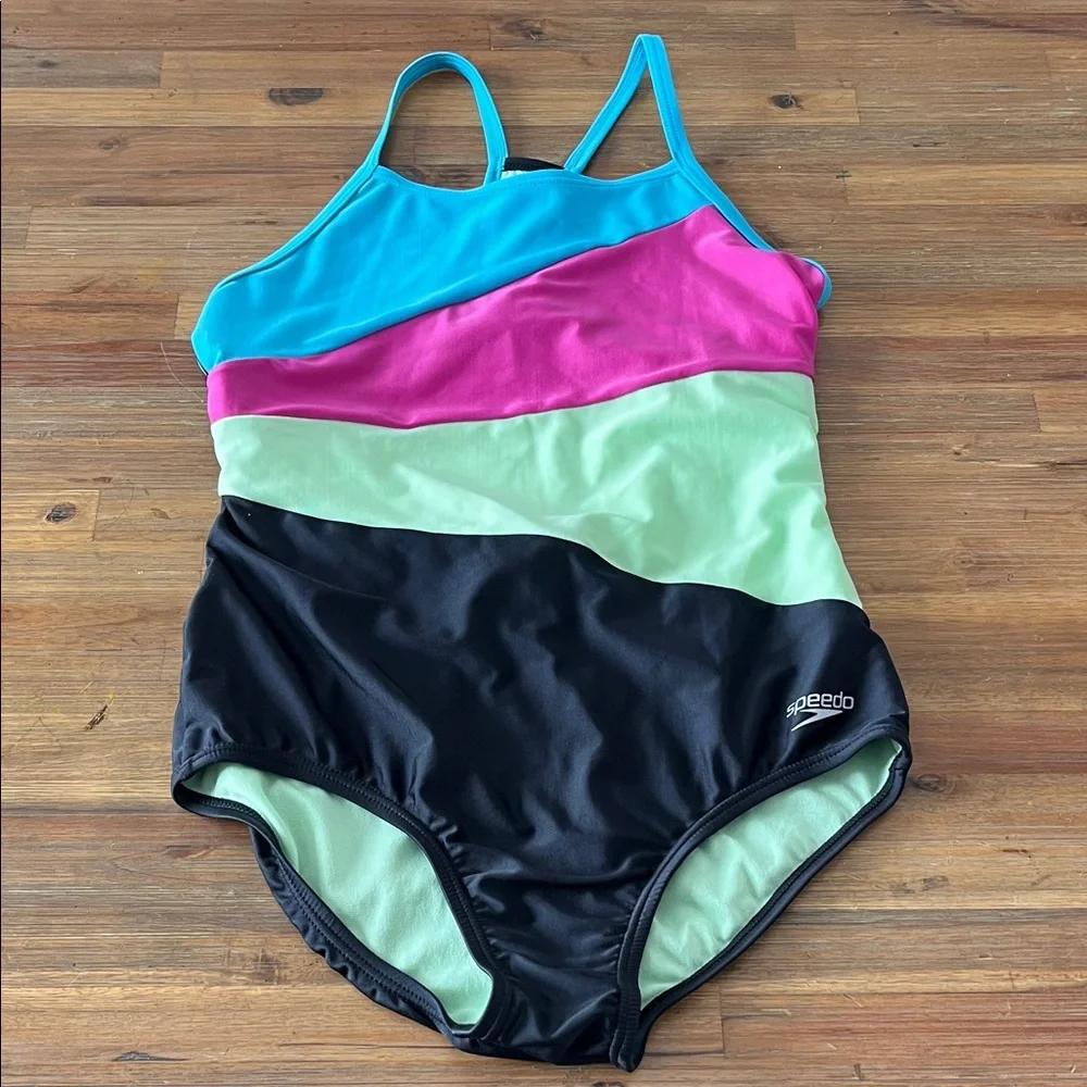 Speedo Mint Green and Turquoise Swimsuit Girls Size 16